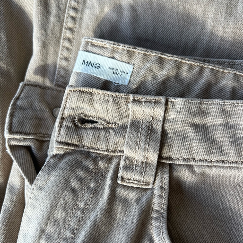 MNG Beige High-Waist Denim Pants